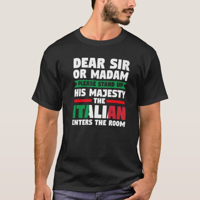T-shirt cher monsieur ou madame stand Italien entre Italie (Devant)