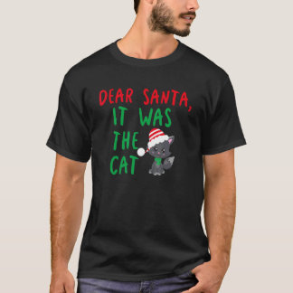T-shirt Cher Père Noël C'était le Chat Drôle Noël Vacances