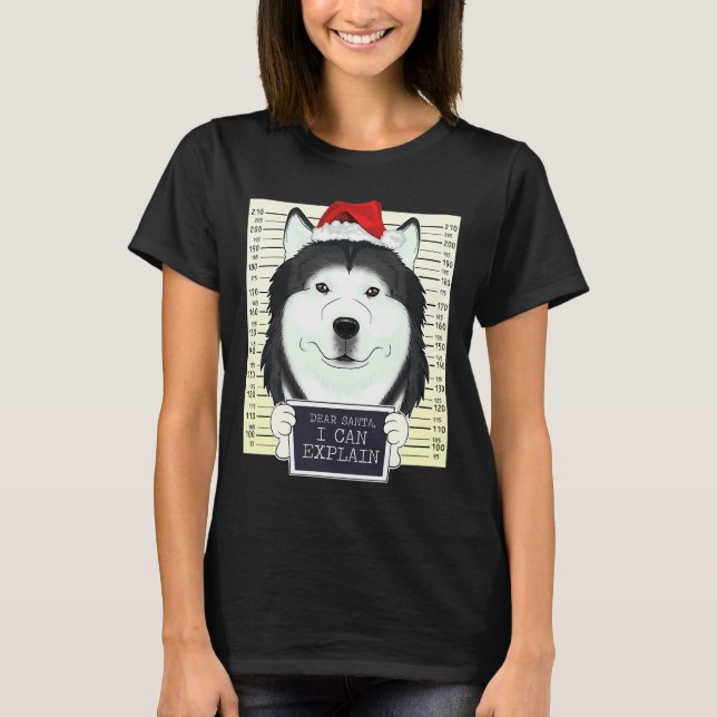 T-shirt Cher Père Noël, je peux expliquer Noël Husky Sibér (Devant)
