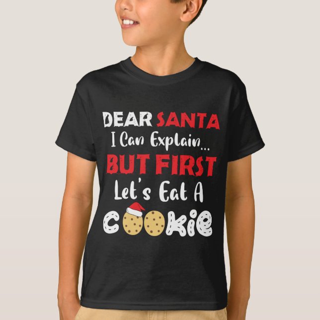 T-shirt Cher Père Noël Mange Un Cookie Funny Christmas Coo (Devant)