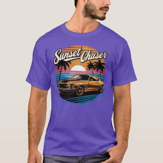 T-shirt Chercheur de coucher de soleil rétro Palmiers Voit