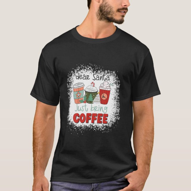 T-shirt Chère Père Noël, Bleue Apporte Le Café Latte Chris (Devant)