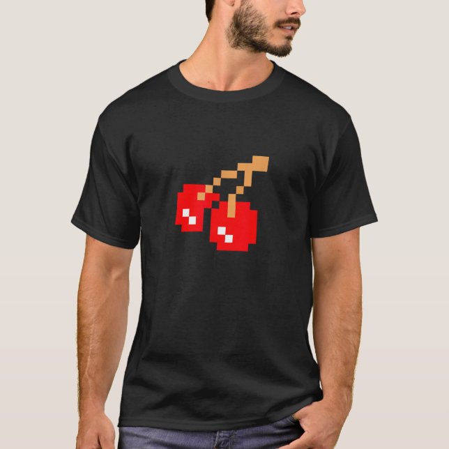T-shirt Cherries Cherry Pixel 8 bit Arcade Game Matching C (Devant)