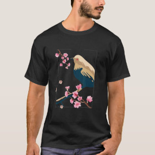T-shirt Cherry Blossom Bird Vintage japonais Block Streetw