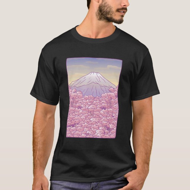 T-shirt Cherry Blossom Sakura Tree Mt Fuji Japon (Devant)