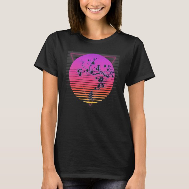 T-shirt Cherry Blossom Tree Art Japanese Retro Vaporwave 8 (Devant)