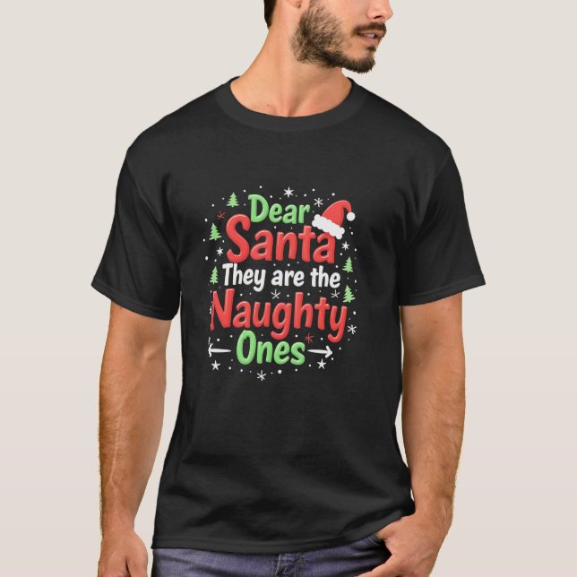 T-shirt Chers Père Noël, Mauvais Noël Noël, Noël, Noël, Ho (Devant)
