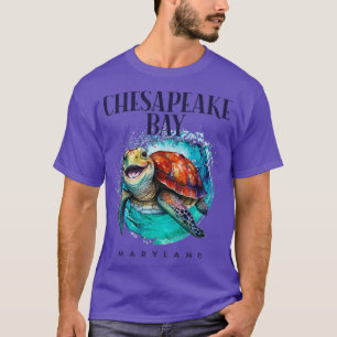 T-shirt Chesapeake Bay Maryland Aquarelle Joyeuse Tortue d