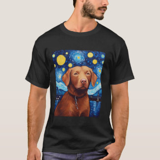 T-shirt Chesapeake Bay Retriever Chien Funny Van Gogh Star