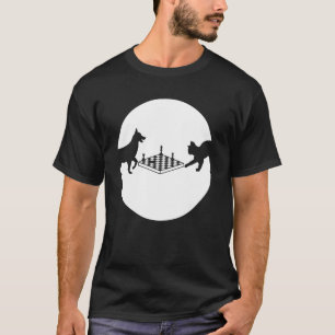 T-shirt Chess Chien vs Cat Jeu de jeu de jeu du joueur d'é