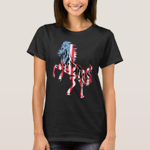T-shirt Cheval 4 juillet Drapeau américain Usa Femmes Fill