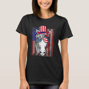 T-shirt Cheval 4 juillet Drapeau américain Usa Femmes Fill