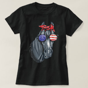 T-shirt Cheval 4 juillet Femmes Cheval Graphique Américain