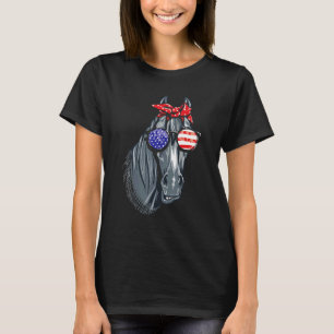 T-shirt Cheval 4 juillet Femmes Cheval Graphisme Américain