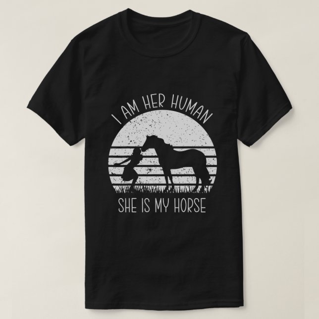 T-shirt Cheval A Beautiful her Human Elle est mon cheval R (Design devant)
