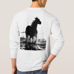 T-shirt Cheval À Double Côté Mens Longues Manches
