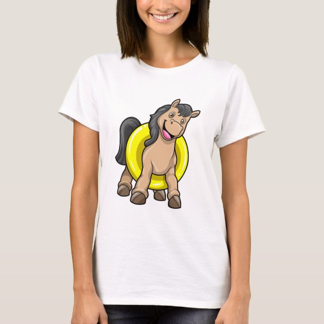 T-shirt Cheval à la plage avec anneau de natation (Devant)