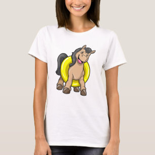 T-shirt Cheval à la plage avec anneau de natation