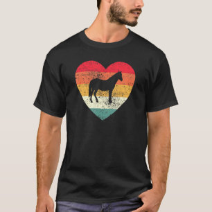 T-shirt Cheval Amour Coeur Filles Retro Vintage Femmes