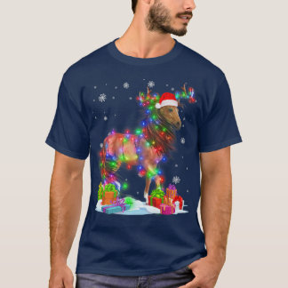 T-shirt Cheval Arbre de Noël Lumière Pyjama Animal Noël