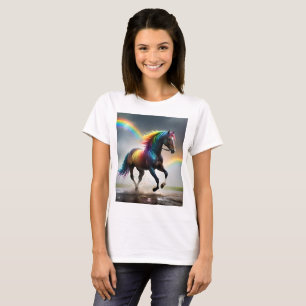 T-shirt Cheval Arc-En-Ciel Et Danse De Pluie Arc-En-Ciel,