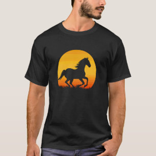 T-shirt Cheval au galop Coucher de soleil Western Country