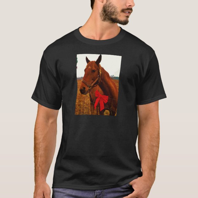 T-shirt Cheval avec Bow rouge (Devant)