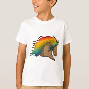 T-shirt Cheval avec cheveux arc-en-ciel