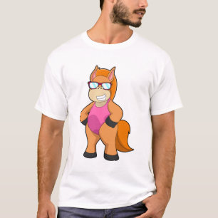 T-shirt Cheval avec lunettes de soleil
