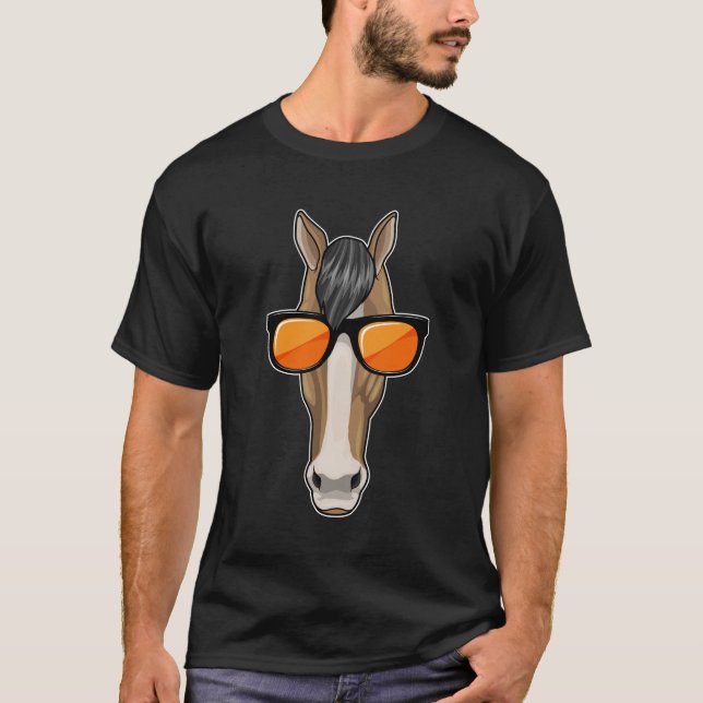 T-shirt Cheval avec lunettes de soleil (Devant)