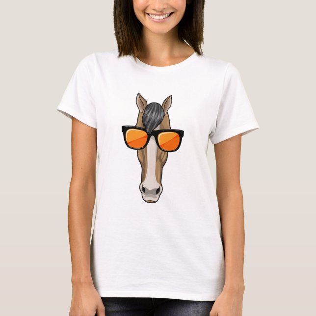 T-shirt Cheval avec lunettes de soleil (Devant)