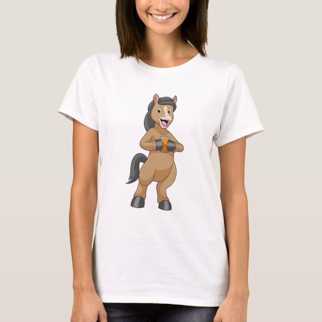 T-shirt Cheval avec Mug de jus d'orange (Devant)