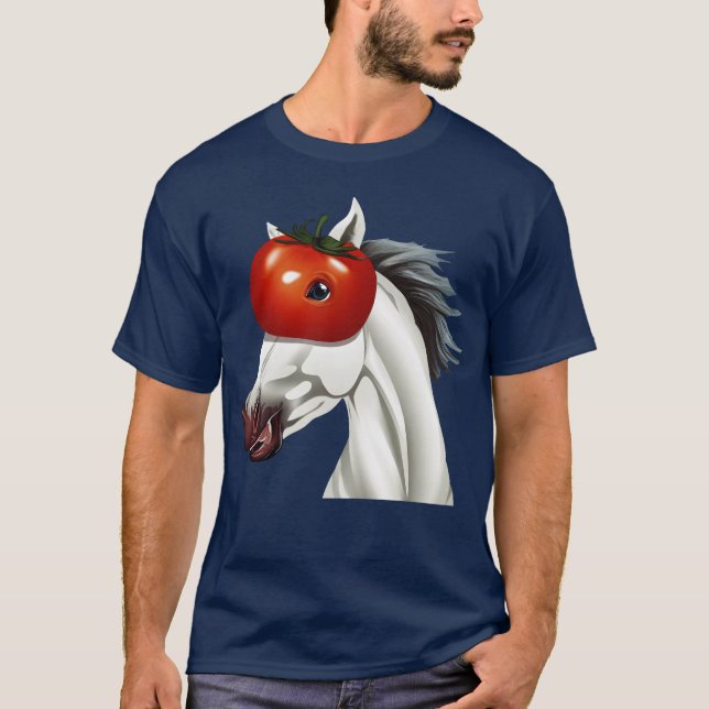 T-shirt Cheval avec omato Head Unique Artwork (Devant)