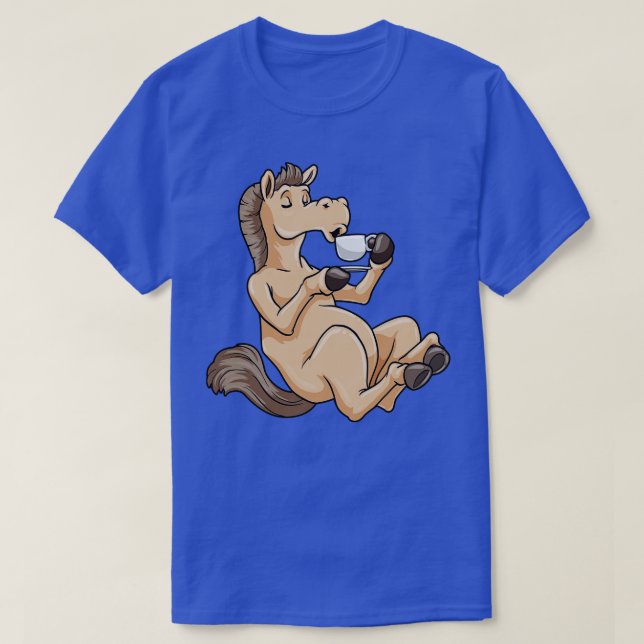 T-shirt Cheval avec tasse de café (Design devant)