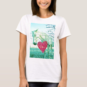 T-shirt Cheval Blanc Coeur Rouge Saint Valentin