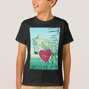 T-shirt Cheval Blanc Coeur Rouge Saint Valentin