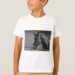 T-shirt Cheval blanc noir - Art de la photographie animale