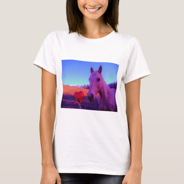 T-shirt Cheval Brown et Coeur Rouge (Devant)