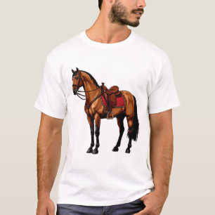 T-shirt Cheval Brun Avec Selle