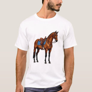 T-shirt Cheval Brun Avec Selle