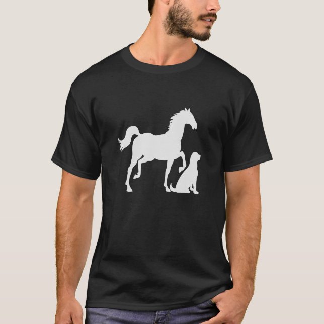 T-shirt Cheval Chien Animaux Hommes Femmes Garçons Filles  (Devant)
