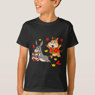 T-shirt Cheval Chinois Âne Drôle Enfants Hommes Femmes Heu