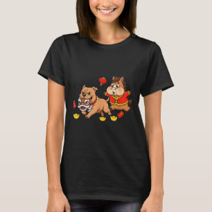 T-shirt Cheval Chinois Pitbull Drôle Enfants Hommes Femmes