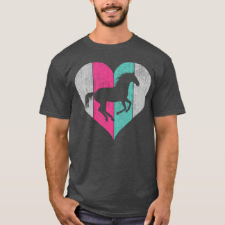 T-shirt Cheval Coeur Cheval Cheval Pour rétro