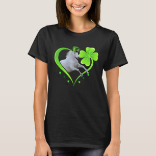 T-shirt Cheval Cœur & Feuille Irlandais St Patrick Jour C