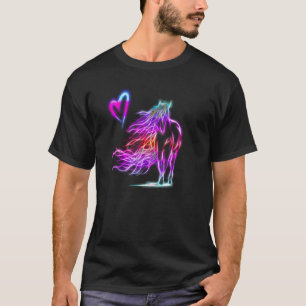 T-shirt Cheval Coloré Classe avec Cœur Équidé Stylé Sabot