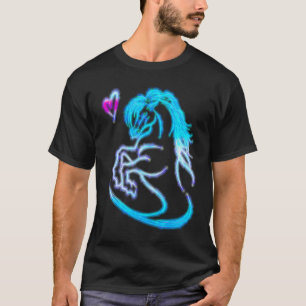 T-shirt Cheval Coloré Classe avec Coeur Équine Stylé Sabot