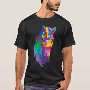 T-shirt Cheval coloré tête Polygonal Géométrique