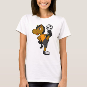 T-shirt Cheval comme joueur de football avec balle de foot