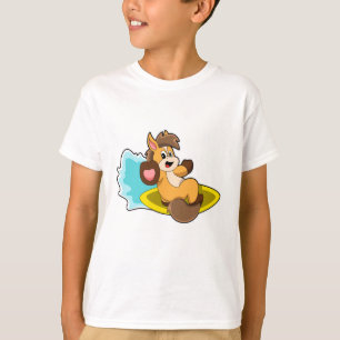T-shirt Cheval comme Surfer avec Surfboard
